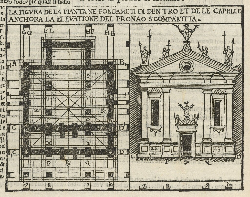 Sketches from Vitruvius Pollio’s “Architittura”, written between 30 and 15 BC. [1536. Houghton Library, Harvard University]   