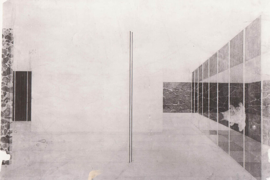 Sketch for the Barcelona Pavilion. [1928. New York, Museum of Modern Art]   