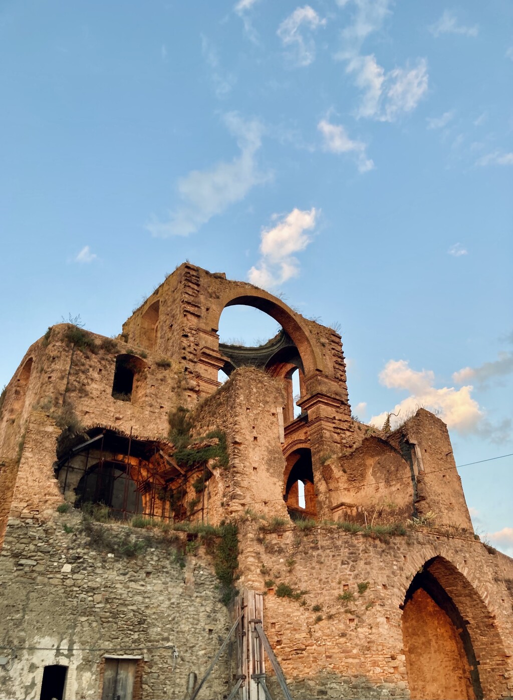 Ruins of the abandoned church, “Chiesa Diruta” ​Chiesa Diruta  40° 35.934′ N 16° 23.172′ E  , destroyed in an earthquake in 1694   