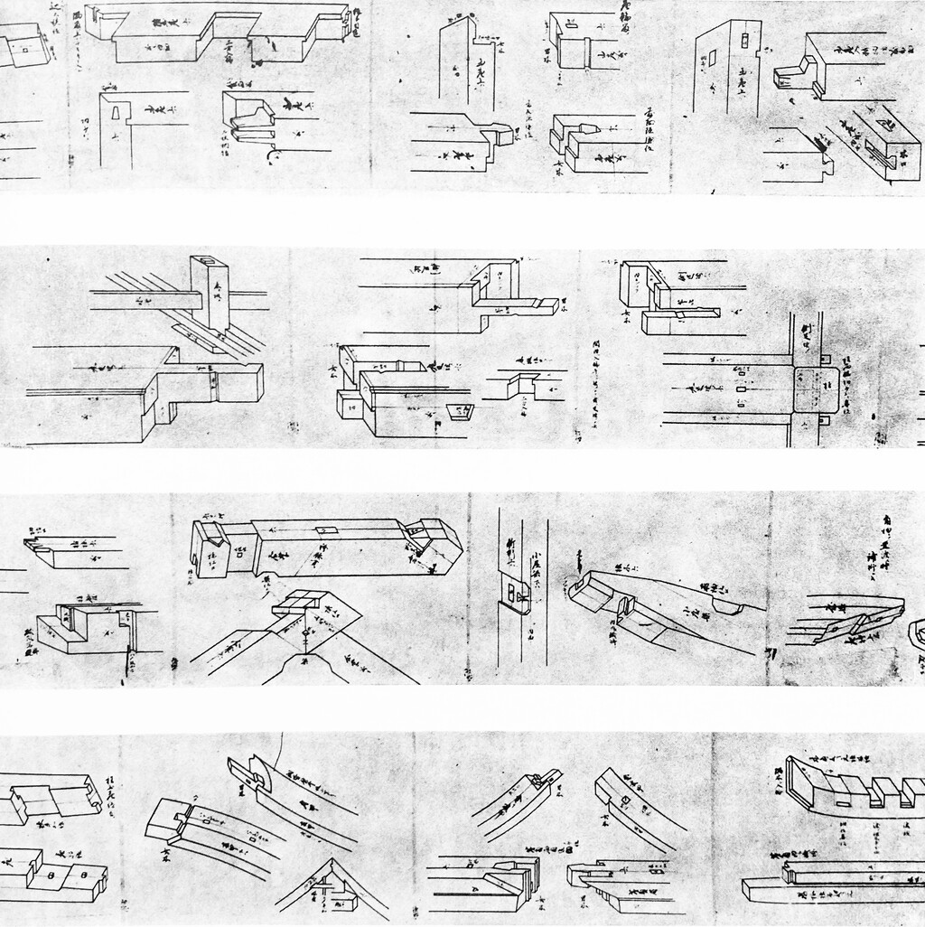 Carpenter’s scroll: Plans for a residential building, taken from Heino Engel: “Measure and Construction of the Japanese House” [p. 72]   